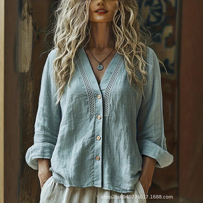 V-Neck Linen Shirt