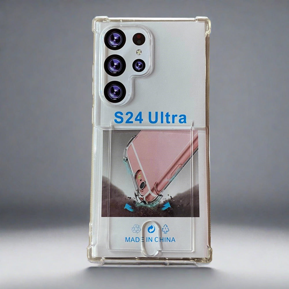 Soft TPU Clear Case With Card Slot - For Samsung S24 Ultra
