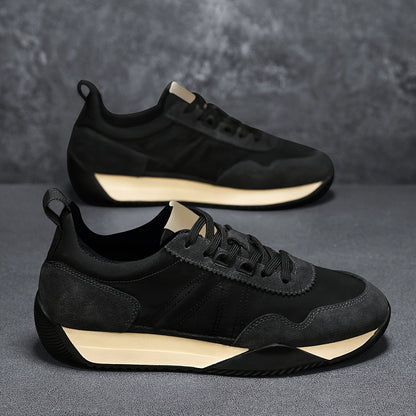 Chaussures de randonnée décontractées élégantes pour hommes - Dessus en tissu respirant, Semelle en PVC durable, Fermeture à lacets, Tenue d'extérieur et décontractée toutes saisons - Noir