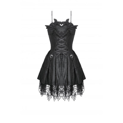 Dark in Love Mortalis Lace-Up Goth Dress in Black