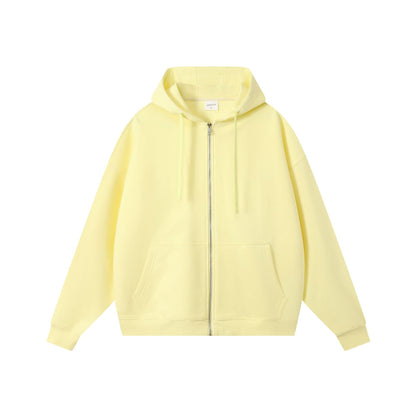 Loose Cotton Hooded Zipper Sweatshirt