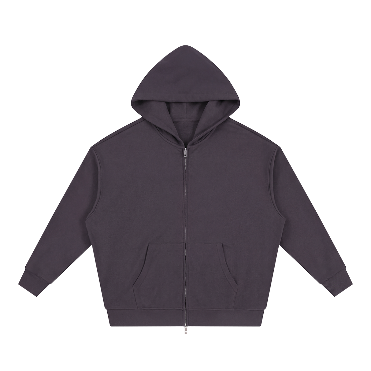 Waran Unisex Loose Solid Full Zip Hoodie