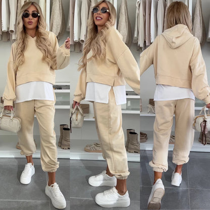 Women's Hooded Sweatshirt & Jogger Set - Two-Piece Sportswear