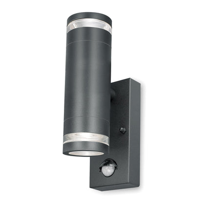 4lite Marinus GU10 Bi-Directional Outdoor Wall Light with PIR - Anthracite