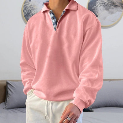 Mens Long Sleeve V-neck Lapel sweater