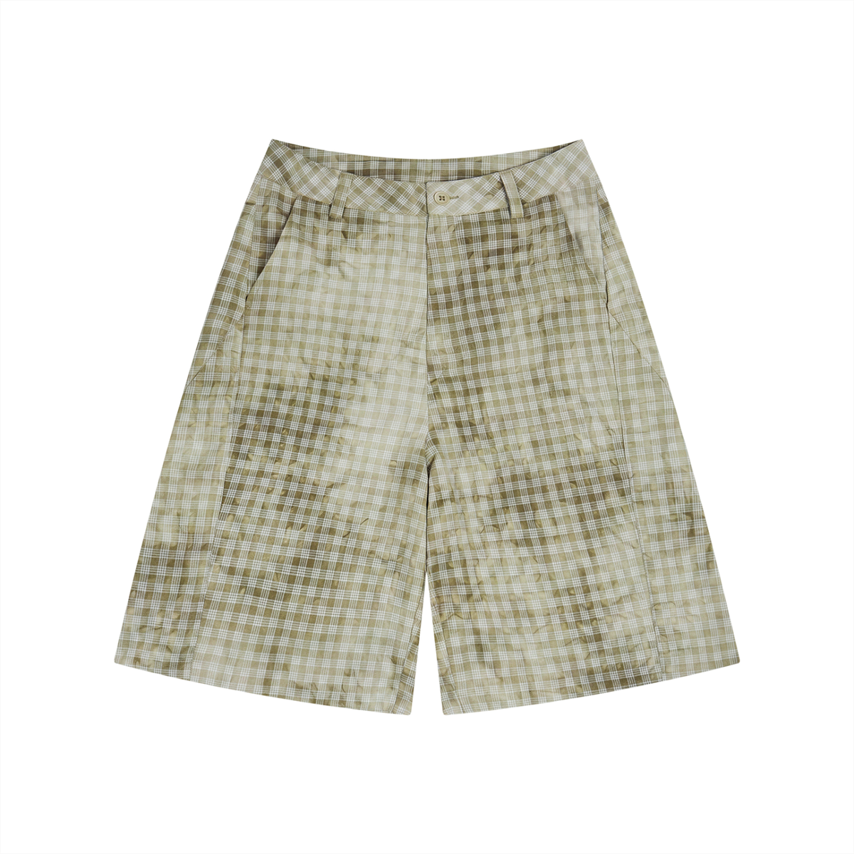Waran Unisex Vintage Wash Plaid Shorts 110GSM