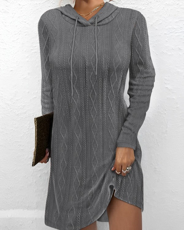 Womens Hooded Pullover Knitted Dress