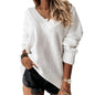 V-neck Long-sleeved Pullover Sweater Top