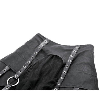 Dark in Love Belladonna Mesh Buckled Goth Skirt in Black