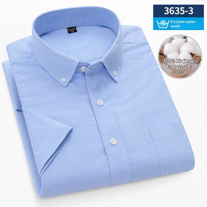 Men's Cotton Plaid Oxford Stripe Shirt