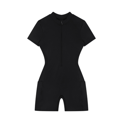 Women's Quarter-Zip Short Sleeve Romper