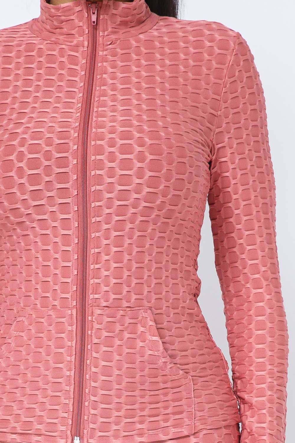 Ensemble Veste et Legging avec Poches Latérales Zippées Nid d'Abeille