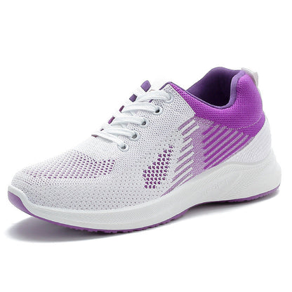 Chaussures de sport respirantes pour femmes à lacets tissées volantes et à la mode