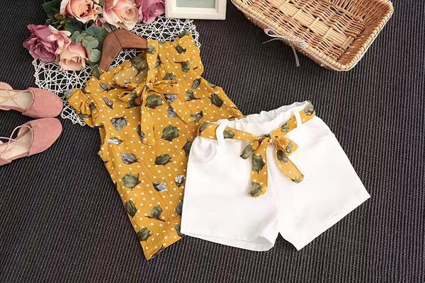Girls' Chiffon Floral Two-Piece Set
