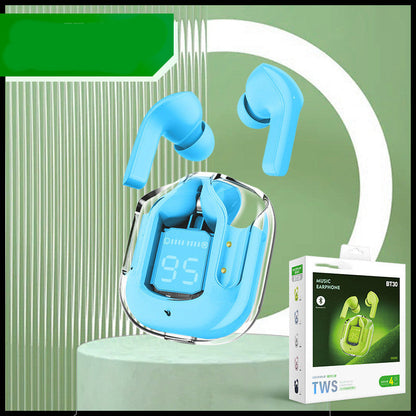 Nouveaux mini écouteurs Bluetooth sans fil transparents avec affichage numérique et réduction de bruit ENC, véritablement sans fil pour le sport et la musique