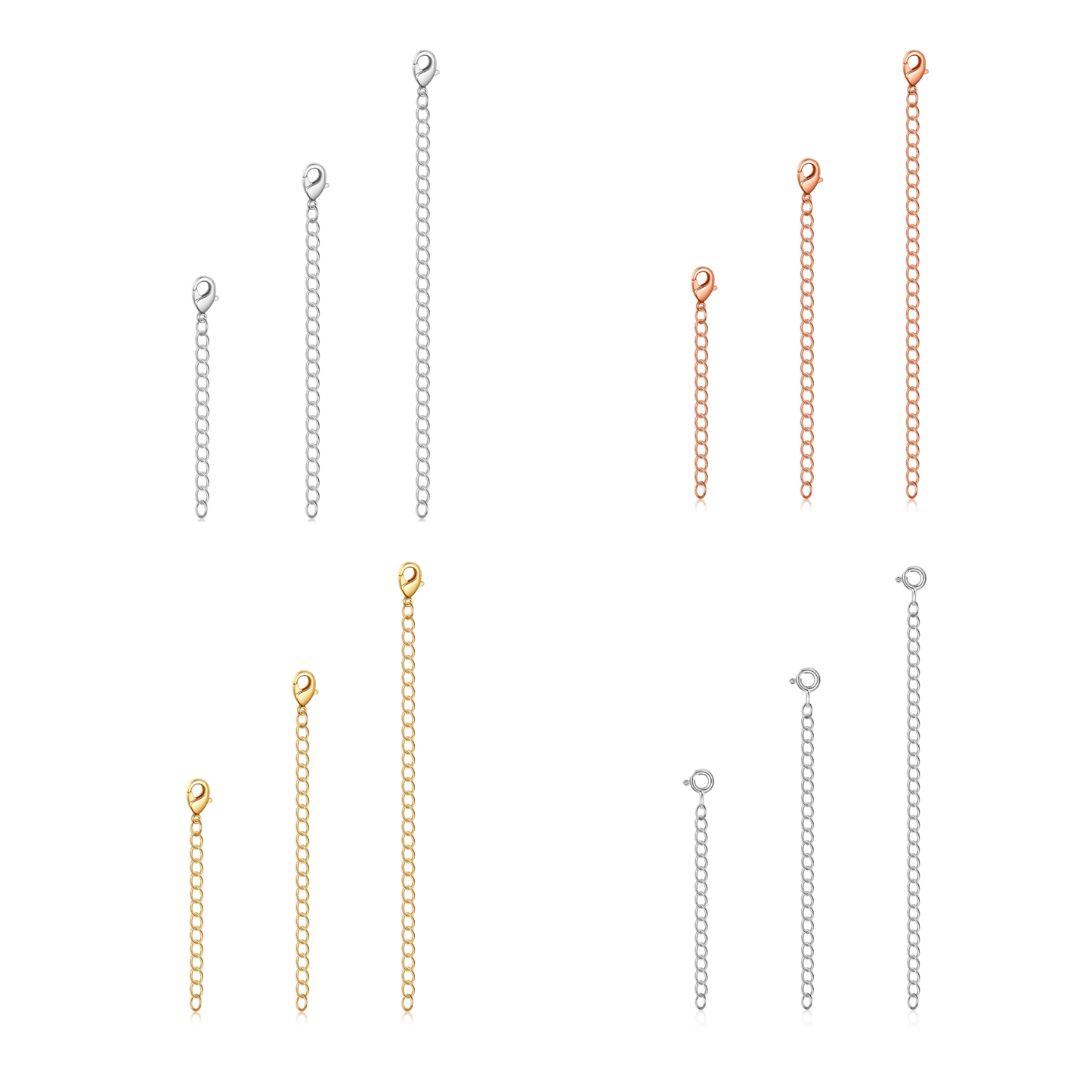 3 Pack of 2" 3" 4" Inch Necklace Chain Extender