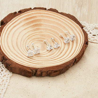 3 Pairs of Sterling Silver Shaped Earrings Created with Zircondia® Crystals