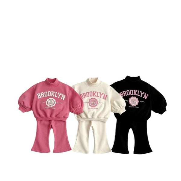 Kids' Letter-Print Hoodie & Flared Pants Set
