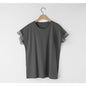 Women's Mesh Ruffle Sleeve Round Neck Solid Color T-shirt