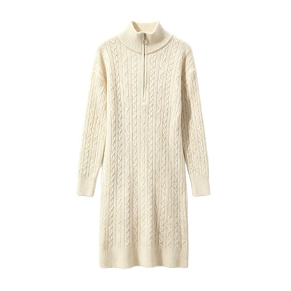 Half zip long sleeved dress
