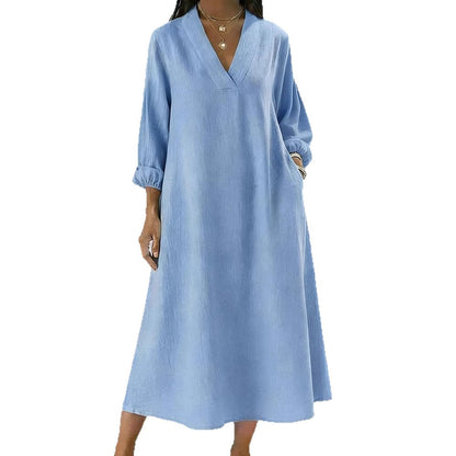 Casual V-Neck Long-Sleeve Dress