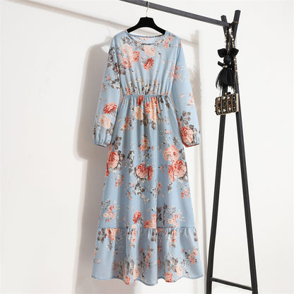 Womens Long-Sleeve Crew-Neck Base-Layer Waist-Cinching Slimming Dress