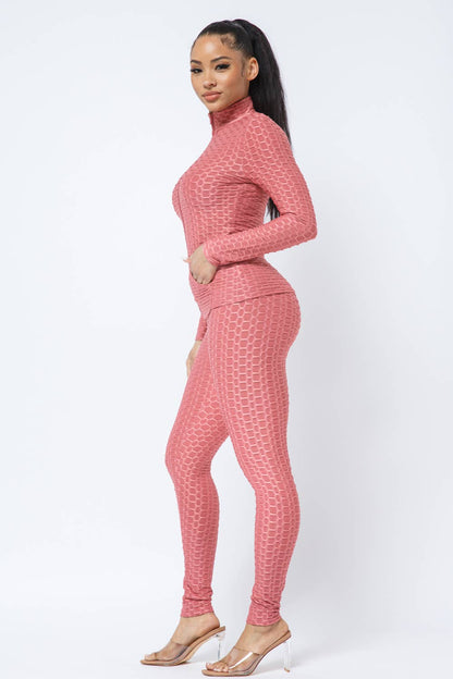 Ensemble Veste et Legging avec Poches Latérales Zippées Nid d'Abeille