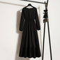Womens Long-Sleeve Crew-Neck Base-Layer Waist-Cinching Slimming Dress