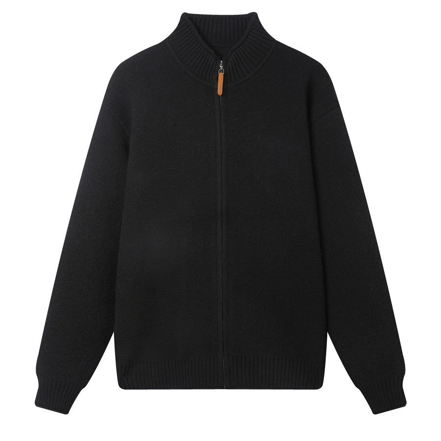 Stand up collar zipper cardigan sweater