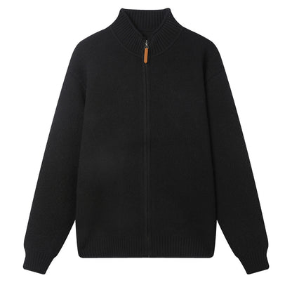Stand up collar zipper cardigan sweater