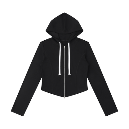 Women's Slim Cropped Full Zip Hoodie 260GSM