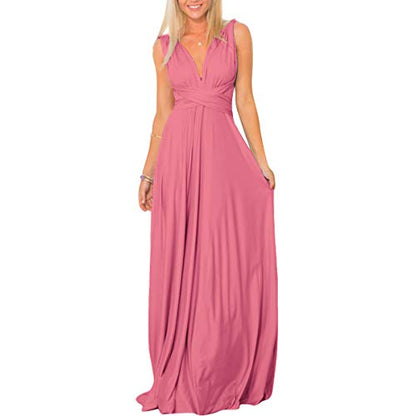 Womens Sexy Convertible Multi Way Wrap Transformer Solid Cocktail Off Shoulder Wedding Bridesmaid Evening Long Maxi Dress Floor Length Bandage Pageant Prom Ball Gowns