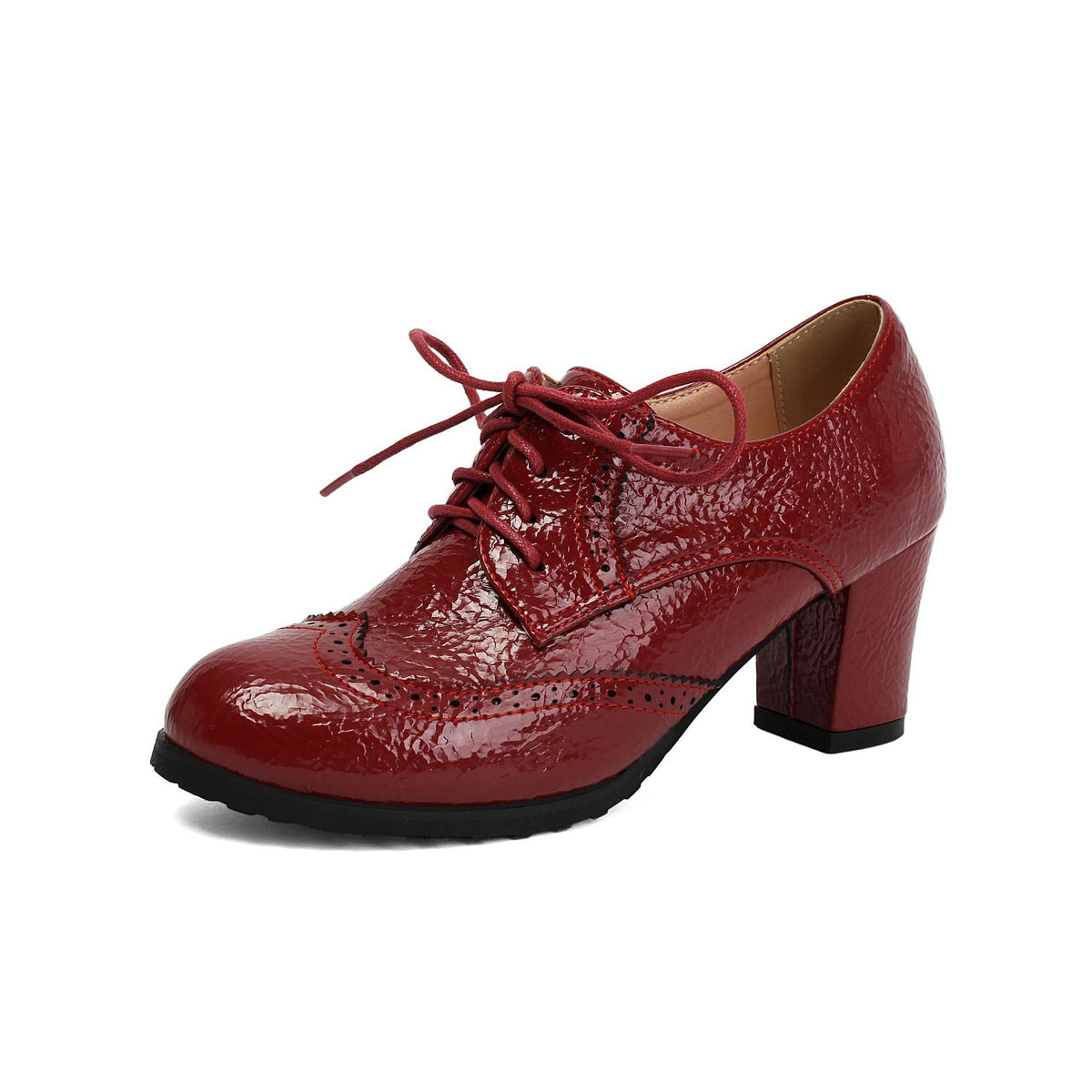 Women's High-Heel Lace-Up Block Shoes