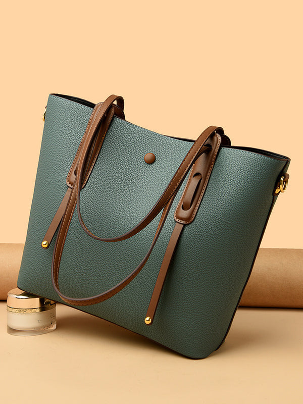 PU Leather Commuter Tote Bag