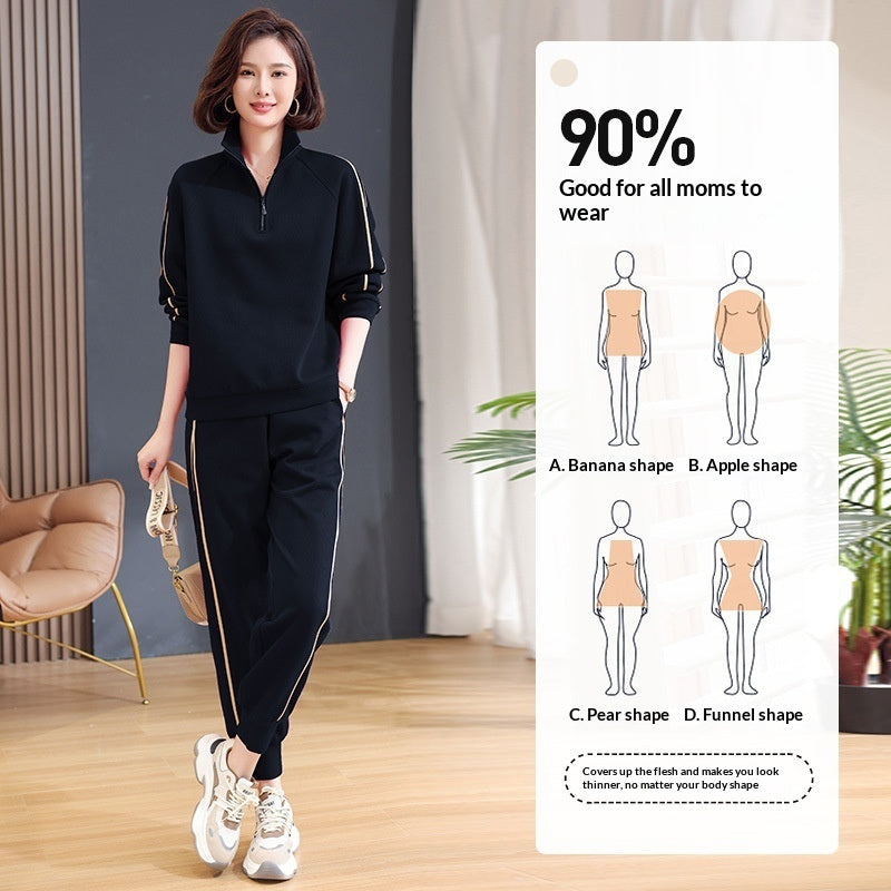 Mid- And Old-Aged Sports Sweatshirt Casual Two-Piece Set