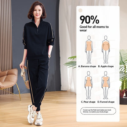 Mid- And Old-Aged Sports Sweatshirt Casual Two-Piece Set
