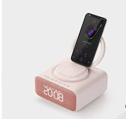 Haut-parleur Bluetooth 6-en-1 avec recharge sans fil et réveil
