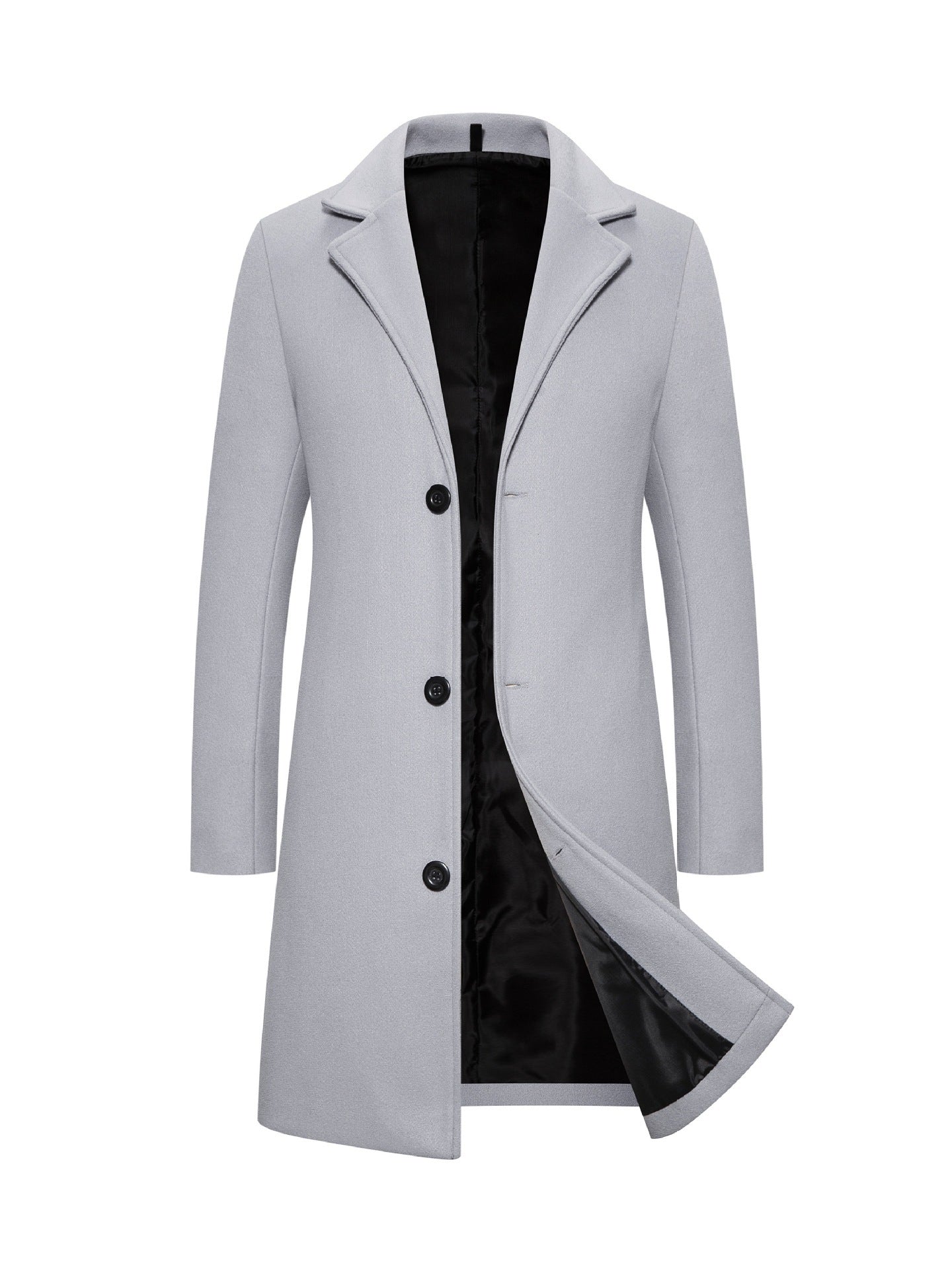 Men's Woolen Slim-fit Trench Coat