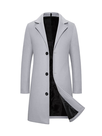 Men's Woolen Slim-fit Trench Coat