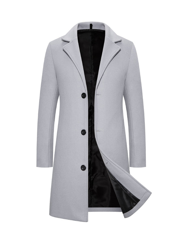 Men's Woolen Slim-Fit Trench Coat