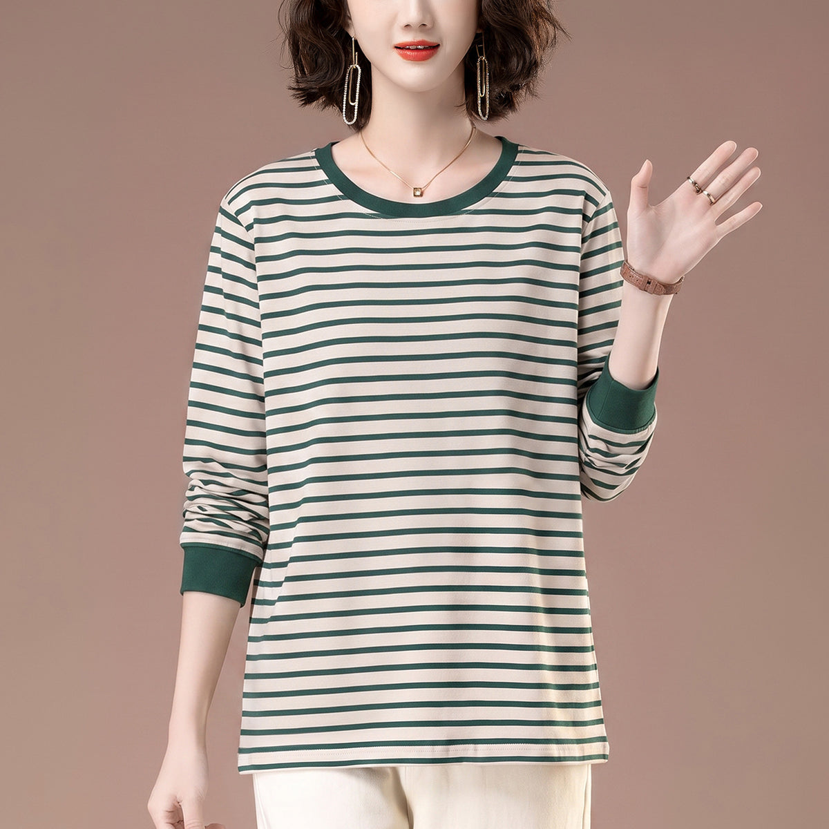 Striped long sleeved t-shirt for women