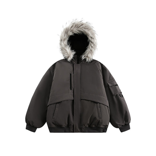 Doudoune parka à capuche avec col en fourrure rétro, épaisse pour femme, pour l'hiver