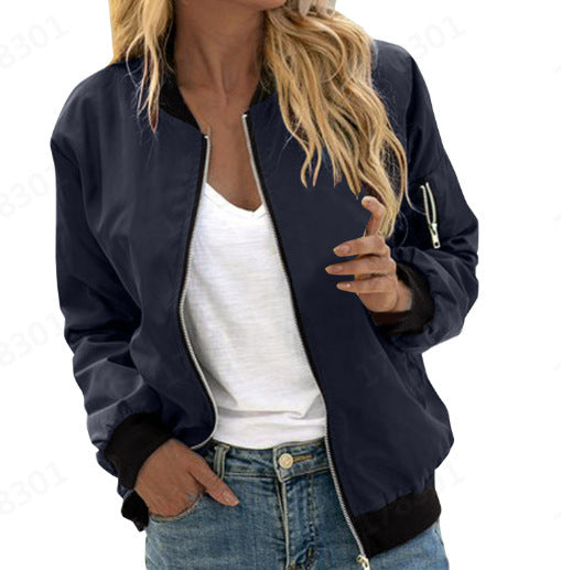 Women's Zipper Vintage Bomber Jacket