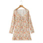 V-Neck Short A-Line Long Sleeve Dress