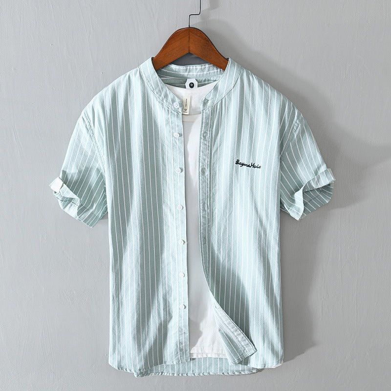 Stripes Short Sleeve Embroidered Shirt