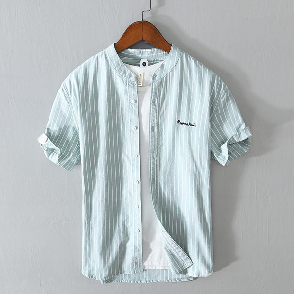 Stripes Short Sleeve Embroidered Shirt