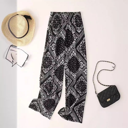 Women's Paisley Scarf Print Wide Leg Casual Pants