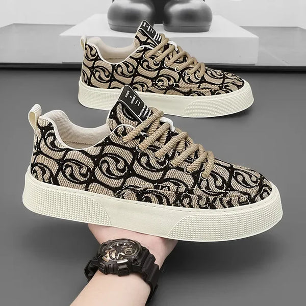 Men's Graffiti-Print Canvas Sneakers