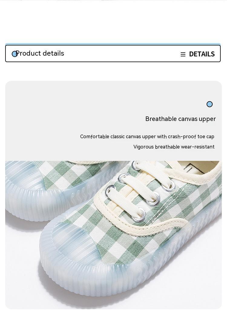 Plaid Canvas Shoes Elastic Band Slip-on Children