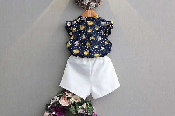 Girls' Chiffon Floral Two-Piece Set